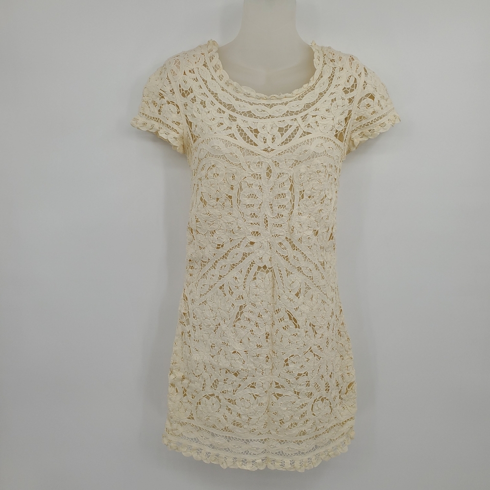 ♡ Sea New York Cream Lace Short Sleeve Dress Size 6